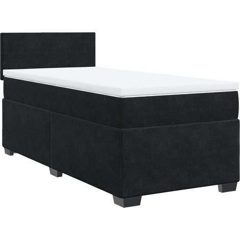 Maison Exclusive - Cama box spring con colchón terciopelo negro 1