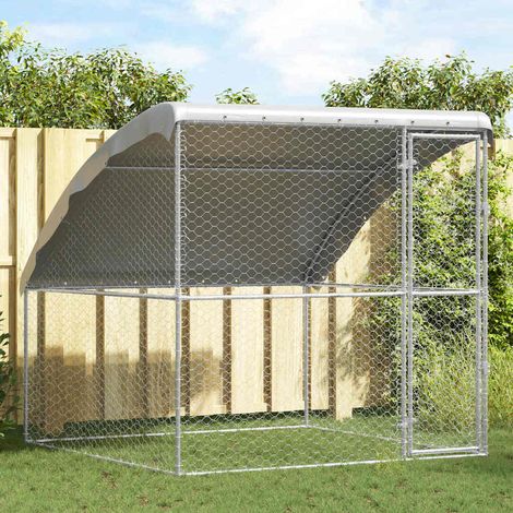 vidaXL Cuccia per cani Argento 2 x 2 x 2 m Acciaio zincato