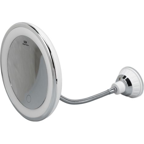 Miroir de Maquillage LED 10x Grossissement, Luminosité Réglable, 3 Couleurs de Lumière, Ventouse (1/5)