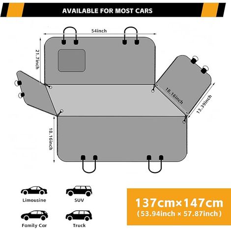 Car Dog Rear Protection for Animals, Waterproof and Scratch-Resistant for Dogs, 600D Oxford Fabric, Universal Car Dog Cover for Passenger Cars, Trucks and SUVs (1/4)