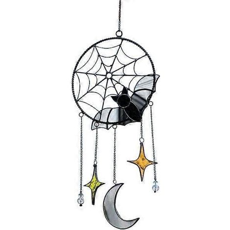 Attrape-rêves chauve-souris, décoration d'Halloween horrifique avec pendentif lune et étoile (1/5)