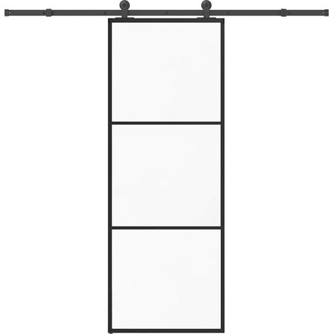 Schiebetür mit Beschlag 76x205 cm ESG-Glas & Aluminium