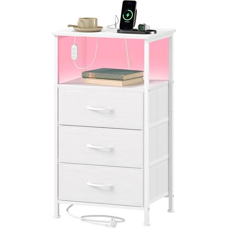 Table de Chevet LED, 2 Prises (1/5)