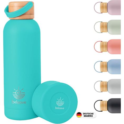 Gourde en acier inoxydable 500 ml – Convient pour les boissons gazeuses, 100 % étanche, passe au lave-vaisselle, sans BPA, bouteille isotherme à double paroi – Garde au chaud 12 h et au froid (1/5)