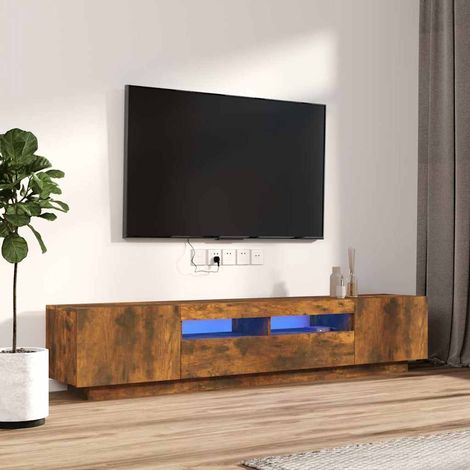 Ensemble de meubles TV avec lumières LED 2 pcs pour Salon - Armoire TV Chêne fumé BV361330 - BonneVie (1/5)