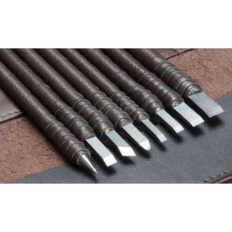Kit de sculpture sur pierre calcaire tendre, ardoise et albâtre (8 pièces) en acier tungstène : outil de gravure, de découpe et de sculpture. (1/5)