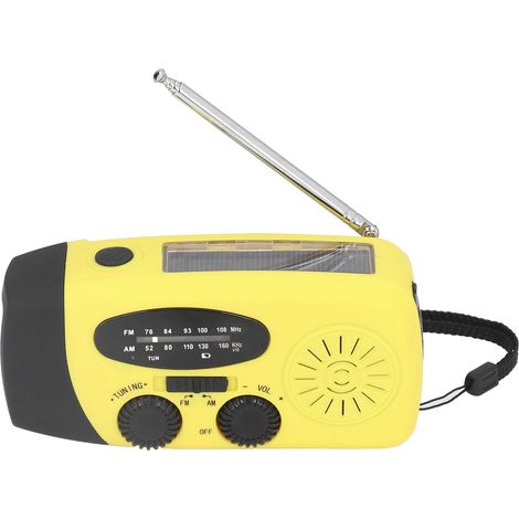 Radio solaire à manivelle, radio d'urgence multifonctionnelle avec éclairage LED et lampe torche pour le camping, jaune, japonaise (1/5)
