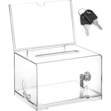 Coffre-fort - Cassette en acier avec serrure - Pour argent liquide, titres et effets personnels - Coffret de rangement compact - Couleur argent (1/4)