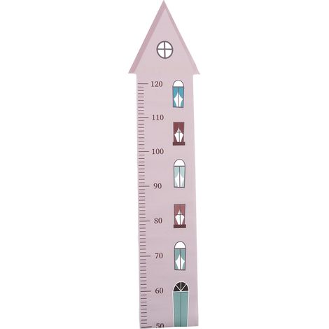 Lot de 1 mètre mural enfant rose clair, toise en toile écologique, design maison, mesure de taille pour enfants, impression cartoon (1/5)