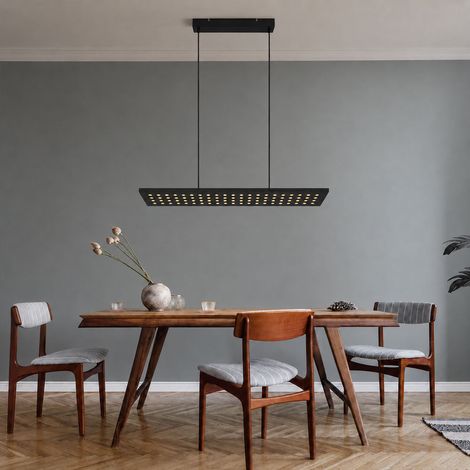 LED Hängeleuchte Pendelleuchte Esszimmerlampe Dimmbar Schwarz Metall H 120 cm (1/5)