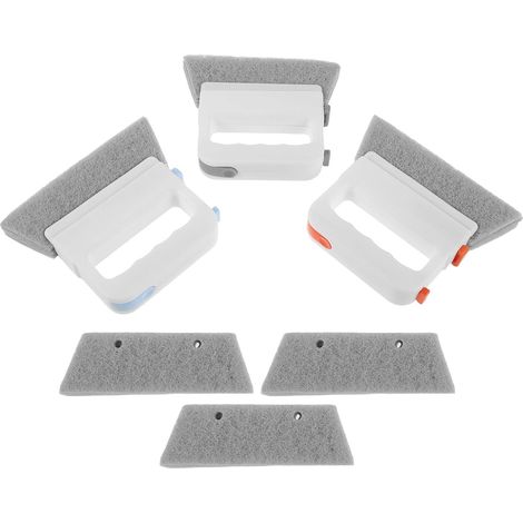Brosse de Nettoyage Rainure Fenetre Ergonomique 3 Pcs avec Chiffonnette et Raclette pour Joints de Porte Coulissante (1/5)