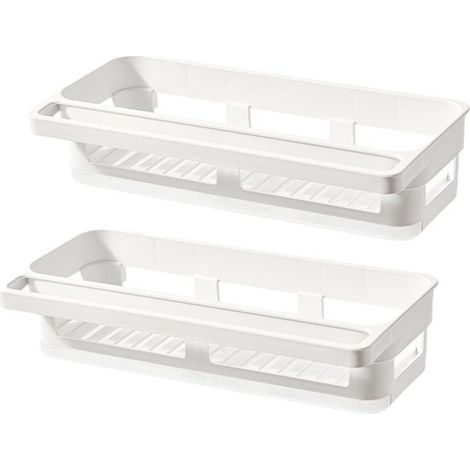 Étagère de douche/panier d'égouttage en 2 pièces, fixation murale par ventouse, sans perçage, en plastique, 13,5 x 27,3 x 6,5 cm, pour n'importe quel coin de votre maison, par exemple. (1/5)