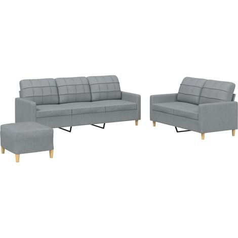 Maison Exclusive - Set di Divani 3 pz con Cuscini Grigio Chiaro in Tessuto