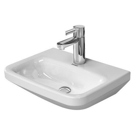 Lave-mains Duravit DURASTYLE sans trop pleinavec plage de robinettrie 450x335mm 1 trou de robinetterie blanc