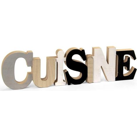 SCRITTA CUSINE DECORAZIONE IN LEGNO 42X11X2 CM DA TAVOLO CON COLORI VARI
