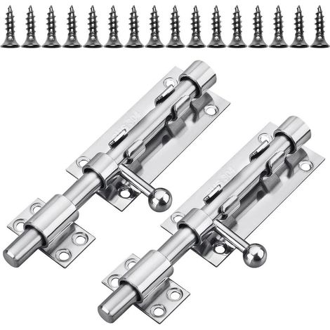 2 pièces Loquet de porte en acier inoxydable 160mm avec trou pour cadenas pour jardin, portail, fenêtre