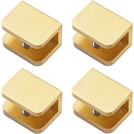4pcs No Drill Glass Clamps for Glass Shelf 10mm-12mm, Gold (1/4)