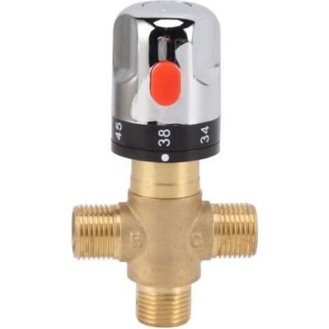 1 mitigeur thermostatique, en laiton massif, contrôle précis température eau chaude/froide, 20-50°C, pour salle de bain (1/5)