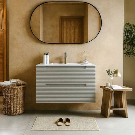 Exagonshop Mobile bagno clear grey 100x45 Mango lavabo in