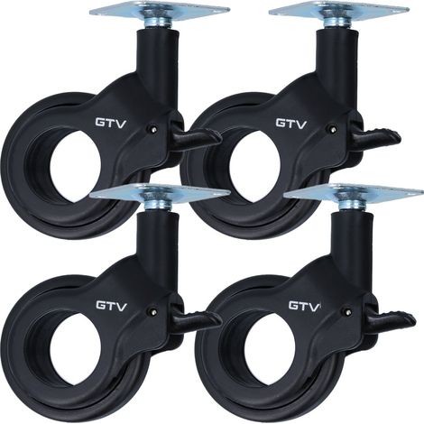 4er Set Schwarze moderne Möbelrolle Ø 60mm Kunststoffrolle Lenkrolle mit Bremse (1/5)