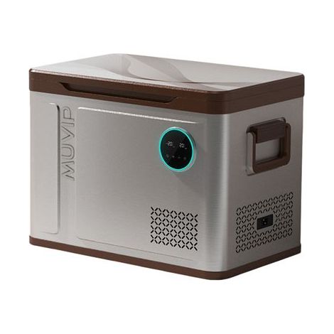 Muvip Frigorifero portatile a compressore da 41 litri - temperatura tra -20º/+20º - 60w - doppia zona - maniglie de trasporto - compressore silenzioso - colore argento/marrone