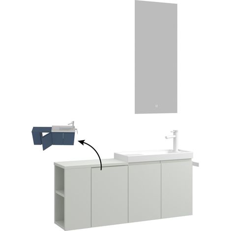 Waschtisch-Set mit Spiegel (2-teilig) "Ferla 110" – 40 x 22 x 45 cm – Matt-Kaschmir (1/5)
