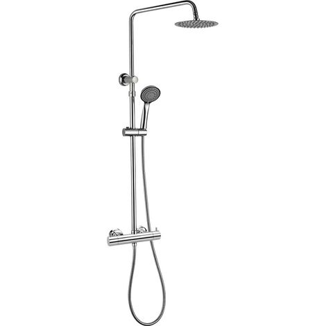 Kibath Columna Ducha monomando RAPIDA redonda acabado cromo brillo fabricado en latón (1/5)