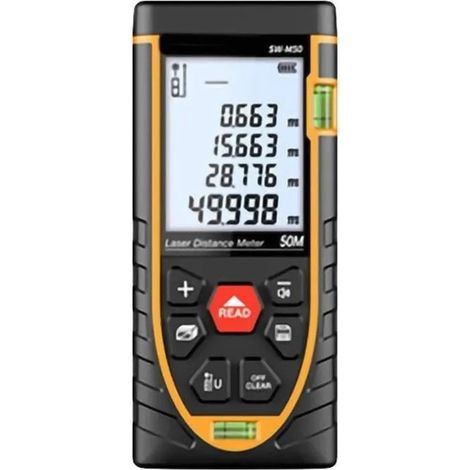 50m Télémètre laser - Outil de mesure avec double niveau à bulle - Télémètre laser numérique portable (1/4)