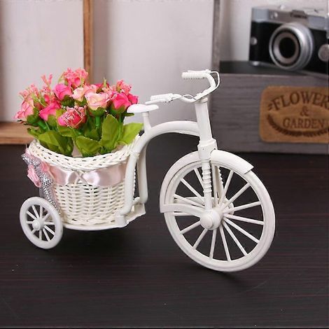 Panier à fleurs décoratif en forme de vélo, nouveau design de tricycle, vase blanc en plastique, rangement pour fleurs, maison, mariage, pot de fleurs décoratif à faire soi-même (1/5)