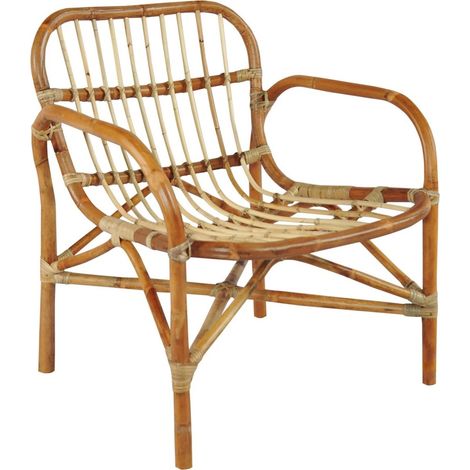 Fauteuil en rotin naturel esprit bohème pour salon ou véranda - rotin naturel clair et beige (1/3)