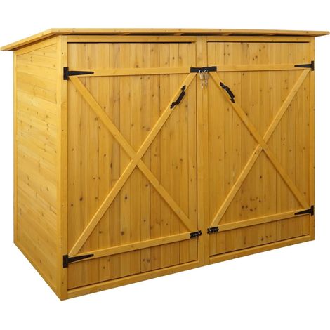 Garage armadio biciclette con serratura HHG-670 legno box singolo 100x200x152cm legno chiaro