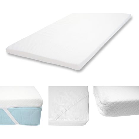 6cm Surmatelas en mousse à froid HWC-E63, Couvre-matelas, housse de matelas - 90x200cm (1/4)