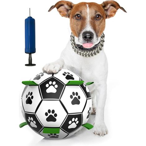 Jouet interactif pour chien : ballon de football à tirer et jouet aquatique avec corde à tirer, balle résistante, adapté aux petits chiots. (1/4)