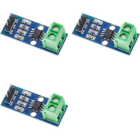 Trois modules de détection de courant à effet Hall, modules de capteurs de courant à effet Hall TZT ACS712, compatibles avec les projets électroniques et robotiques DIY, 20 A QAQ (1/5)