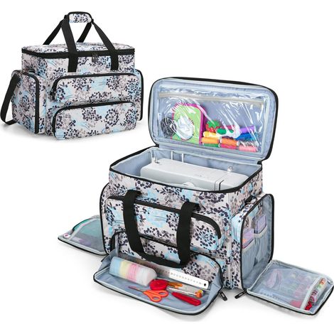 Sac Machine à Coudre Portative, Étui Portable pour la Plupart des Machines et Les Accessoires Standard, Sacoche de Rangement avec Bandoulière et Plusieurs Poches, Pissenlit, Sac Uniquement Compatible