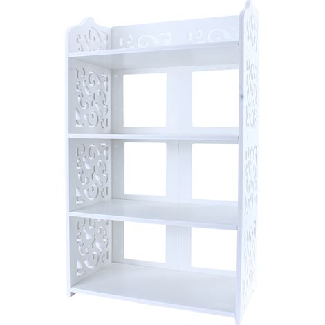 Étagère à chaussures 4 niveaux blanche ajourée, rangement organiseur de chaussures, meuble étagère de stockage. (1/5)