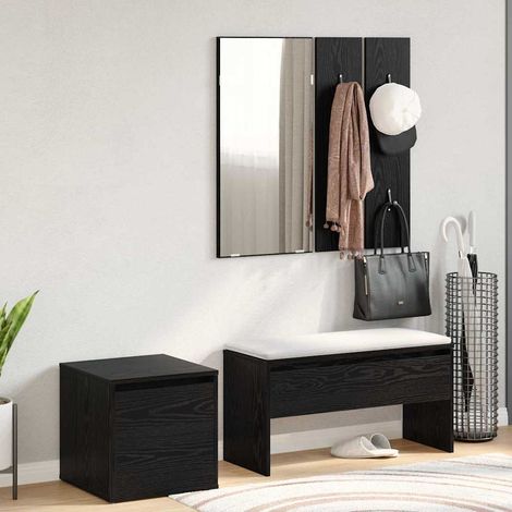 vidaXL Conjunto de muebles de recibidor con cajón 3 pcs Roble negro (1/5)