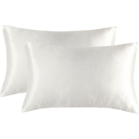 Taie d'oreiller blanche 100 % soie de mûrier pour la santé des cheveux et de la peau, 51 x 76 cm