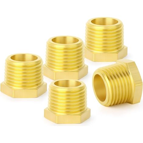 5 pièces en laiton réducteur hexagonal 3/8 "BSP mâle x 1/4" BSP femelle, raccord de tuyau fileté en laiton (1/5)