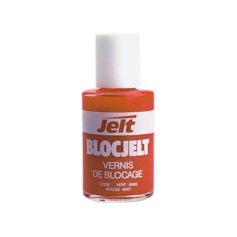 Vernis de blocage rouge 6967 – flacon de 30ml – Température d'utilisation -40°C à +135°C – Séchage rapide 10 minutes – Jelt