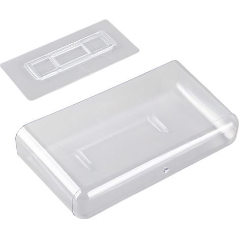 Contenitore portaoggetti in plastica trasparente adesiva, mensola portaoggetti a parete, organizer da scrivania per camera da letto e bagno, taglia L (1/5)