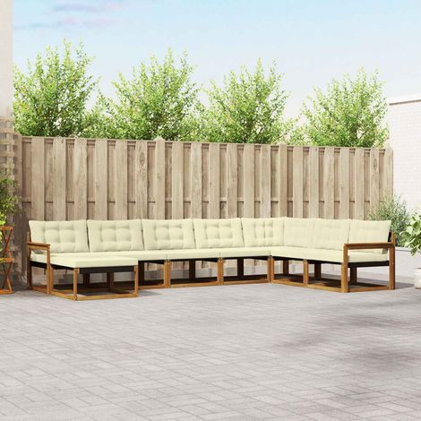 Outdoor-Sofagarnitur 8 pcs Natur und Creme Massivholz Akazie