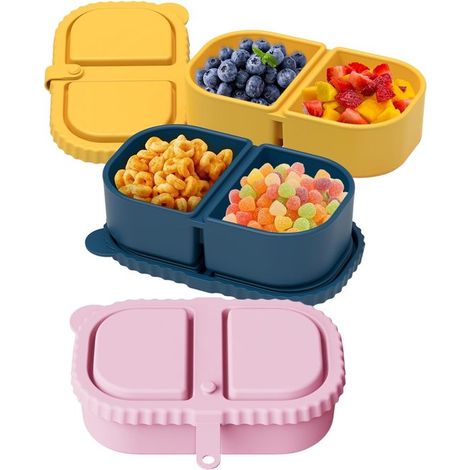 Allecto - Cajas reutilizables de silicona para aperitivos - Juego de 3 piezas con tapa (1/5)