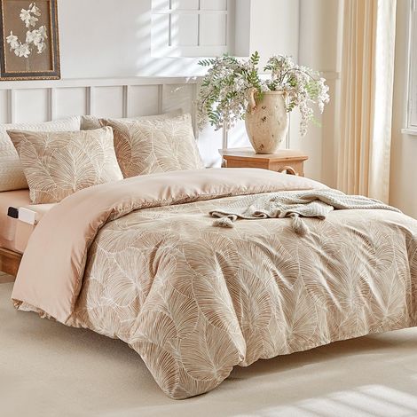 Parure de lit 4 pièces avec housse de couette 240 x 220 cm, drap housse, housse de couette en microfibre 240 x 220 cm, drap-housse ajustable 160 x 200 + 35 cm, 2 taies d'oreiller 50 x 80 cm