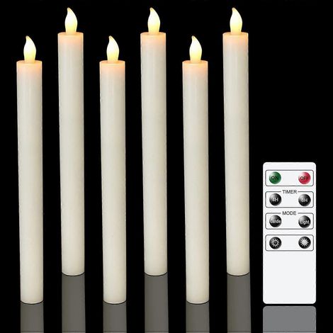 Lot de 6 bougies LED à piles avec télécommande et minuterie, en cire véritable, lumière blanche chaude vacillante, idéales pour les fenêtres, la décoration de Noël, la maison, les mariages, couleur iv (1/4)