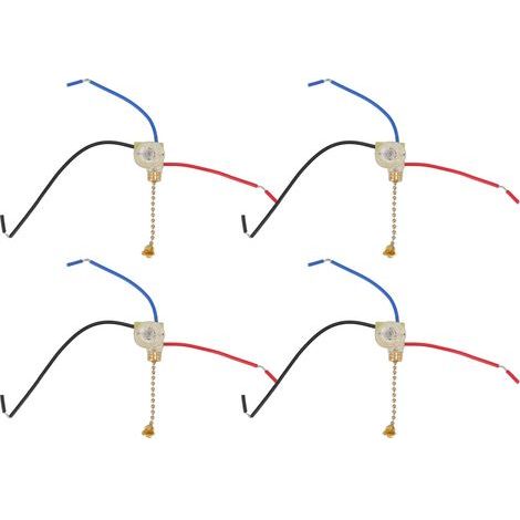 Interrupteur à Chaîne pour Ventilateur de Plafond 4 Pièces, Commuteur Luminaire 3 Fils 250V/125V Doré (1/5)