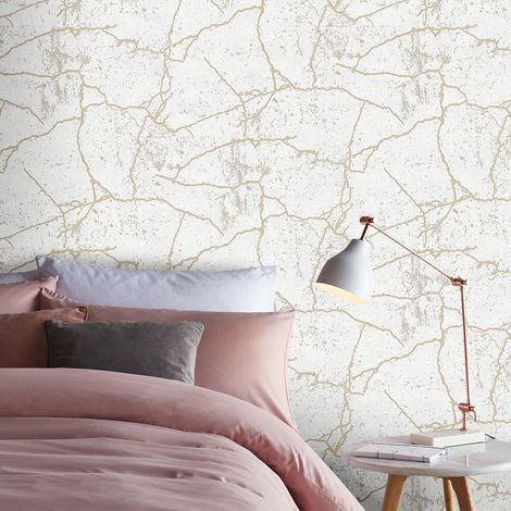 Papier peint intissé Kintsugi vinyle 1005 x 52cm – Résistant à la lumière – Colle directement sur le mur – Raccord sauté 64/32 – Superfresco Easy