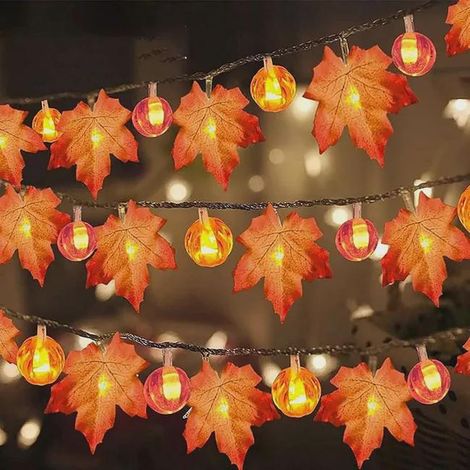 Feuilles d'érable guirlandes décoration, à piles guirlande de feuilles d'automne lumineuses (1,5 m 10) lumières (1/5)