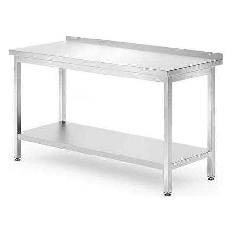 Table murale avec étagère - boulonnée, profondeur 700 mm - Ref 812747 - 70x140xH89 cm - Hendi