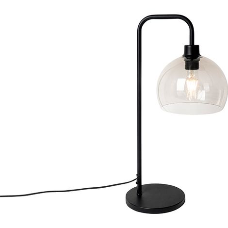 QAZQA Lampada da tavolo con paralume maly - Moderno - Plastico,Acciaio - Nero - Tondo Max. 1 x Watt